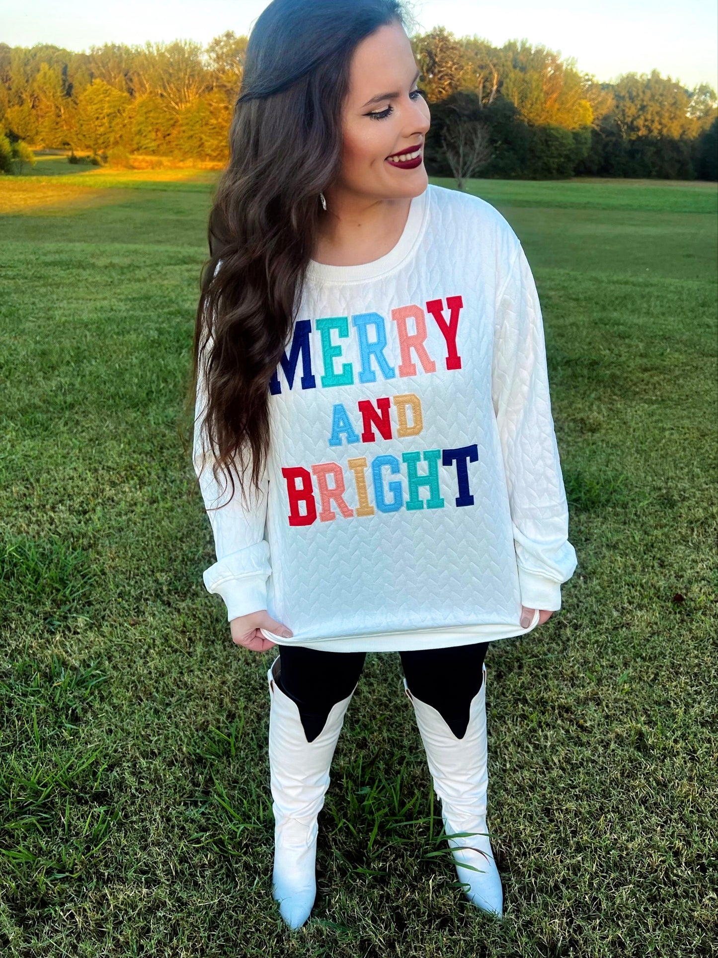 S-3X Merry & Bright Cable Sweatshirt