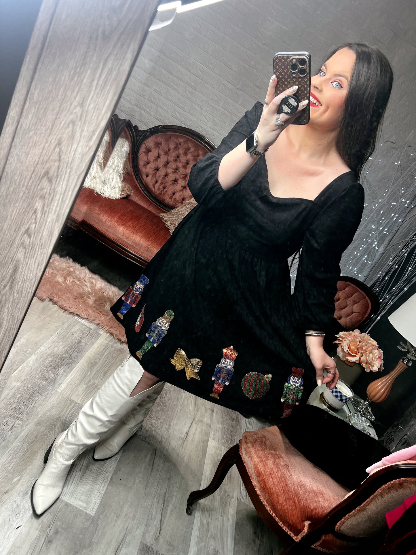 S-XL J. Lee Sequin Nutcracker Dress