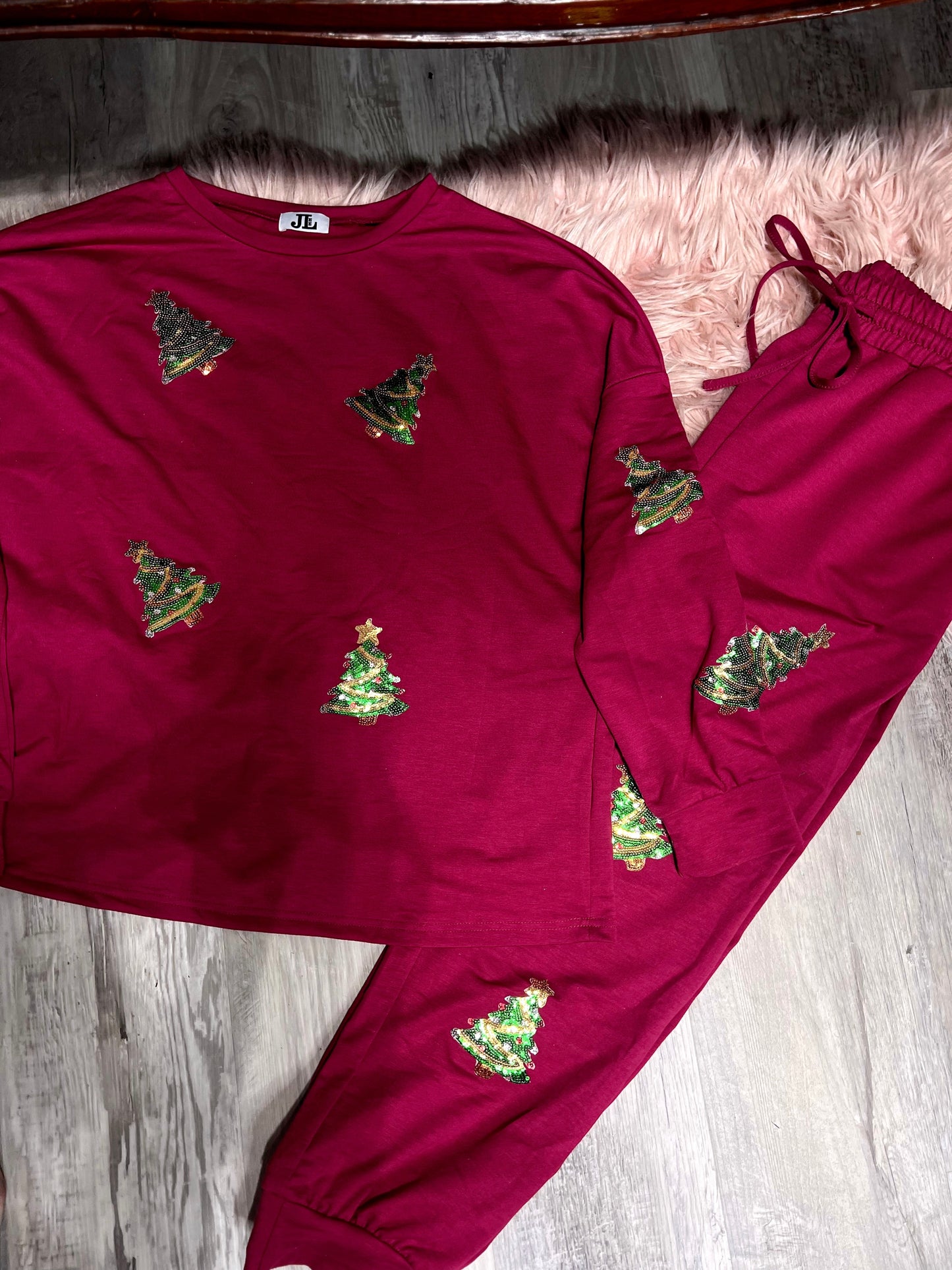 S-XL J. Lee Sequin Tree Pajama Set