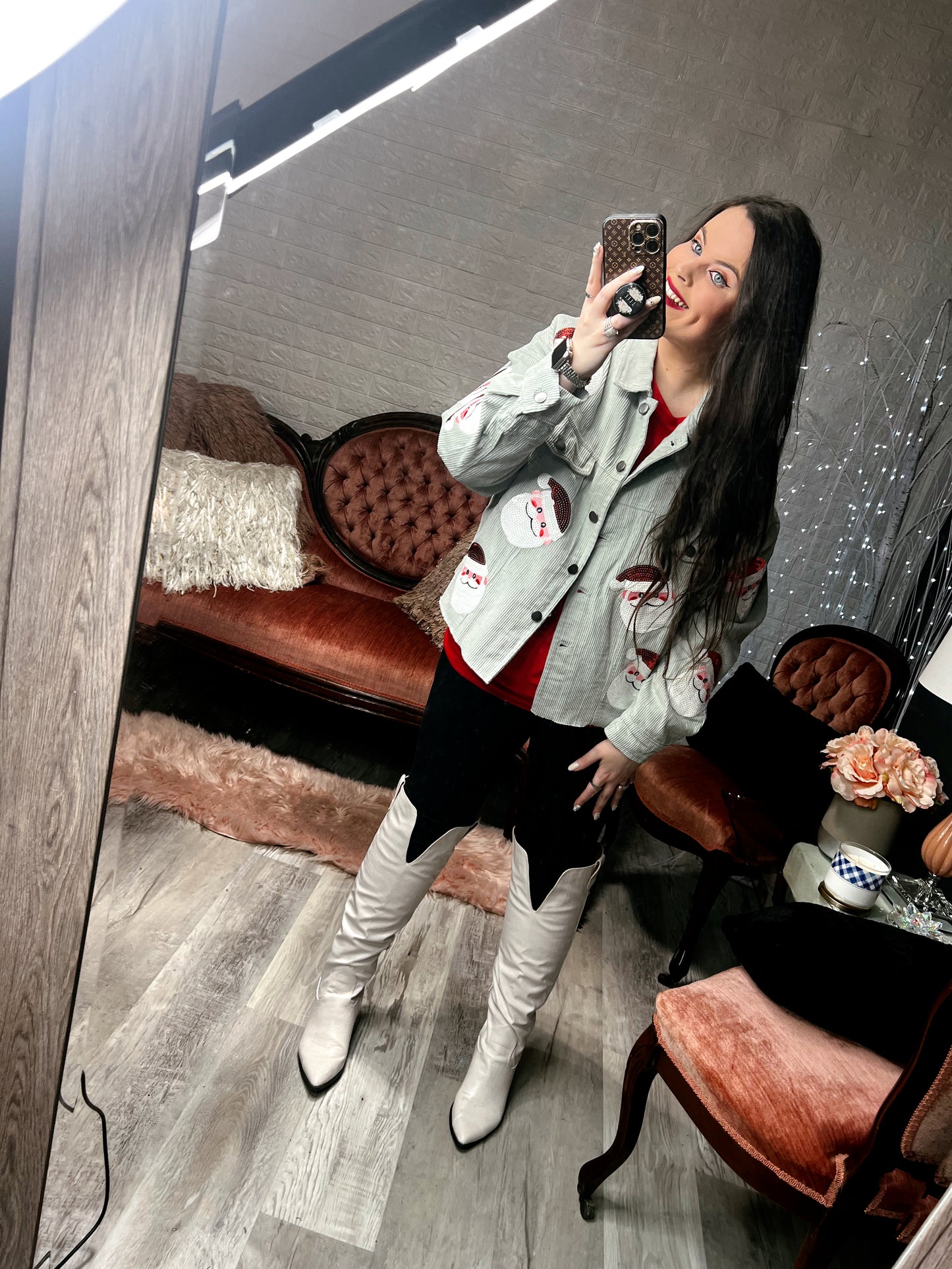 S-2X J. Lee Sequin Santa Shacket