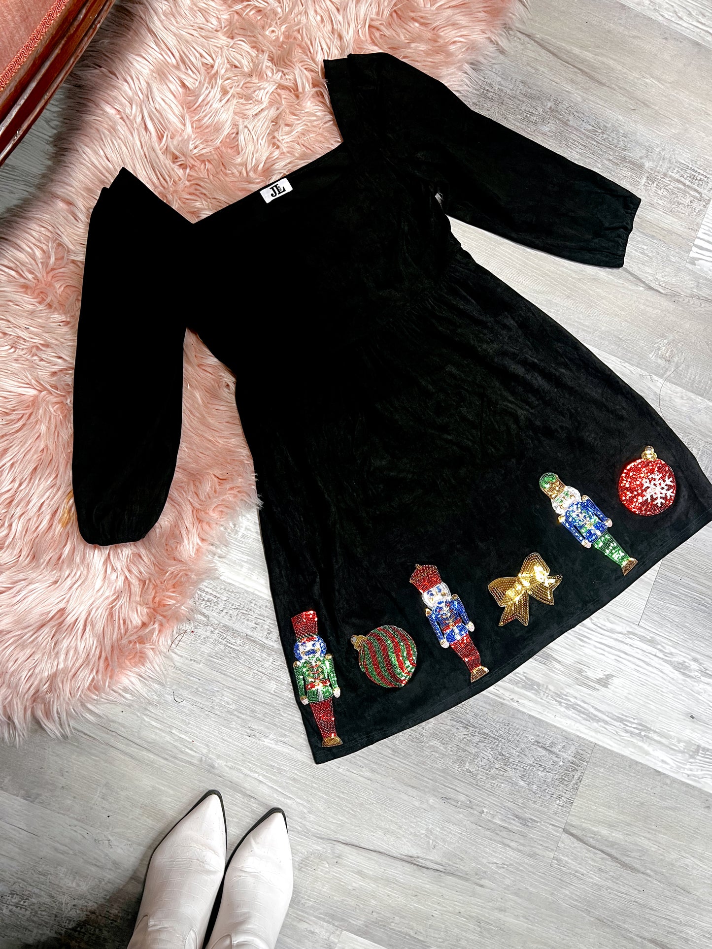 S-XL J. Lee Sequin Nutcracker Dress