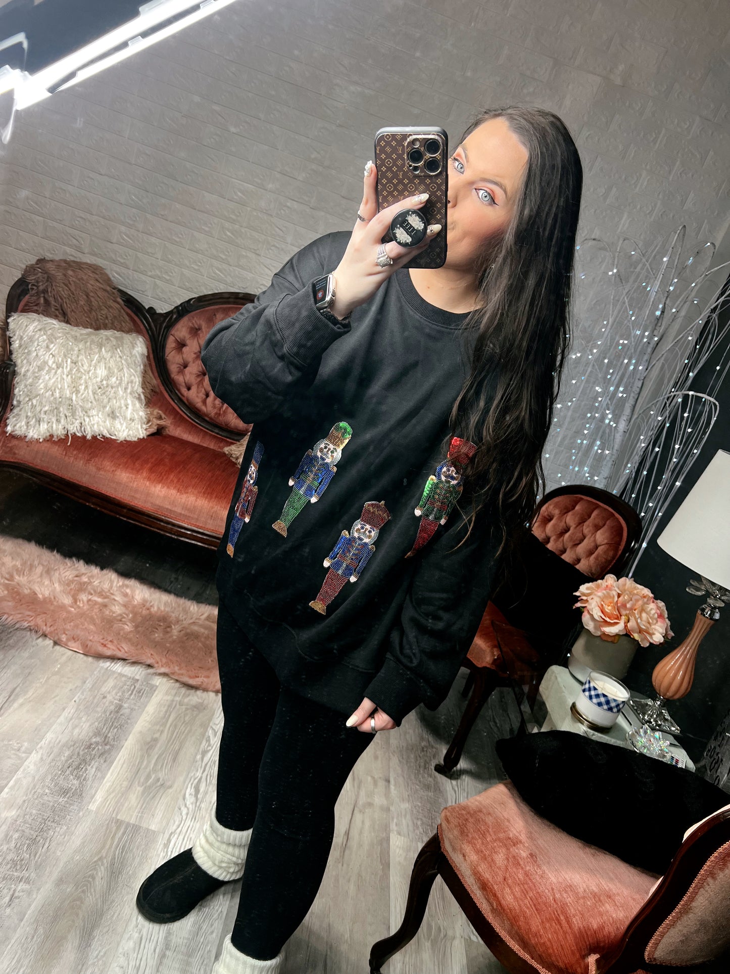 S-2X J. Lee Sequin Nutcracker Sweatshirt