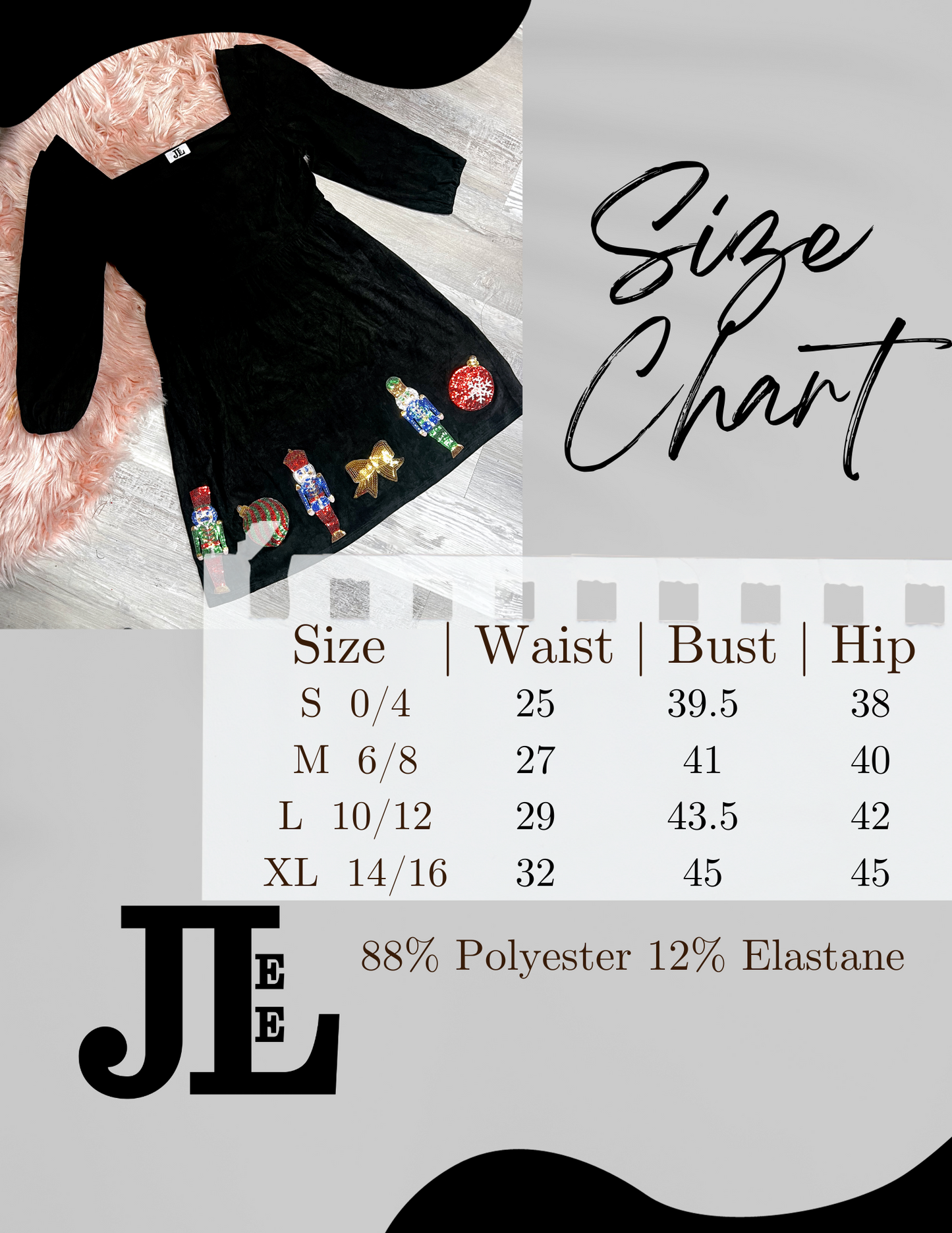 S-XL J. Lee Sequin Nutcracker Dress