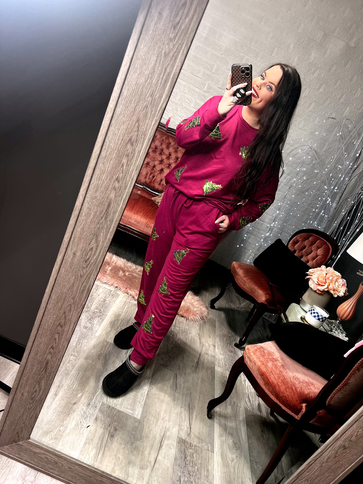 S-XL J. Lee Sequin Tree Pajama Set