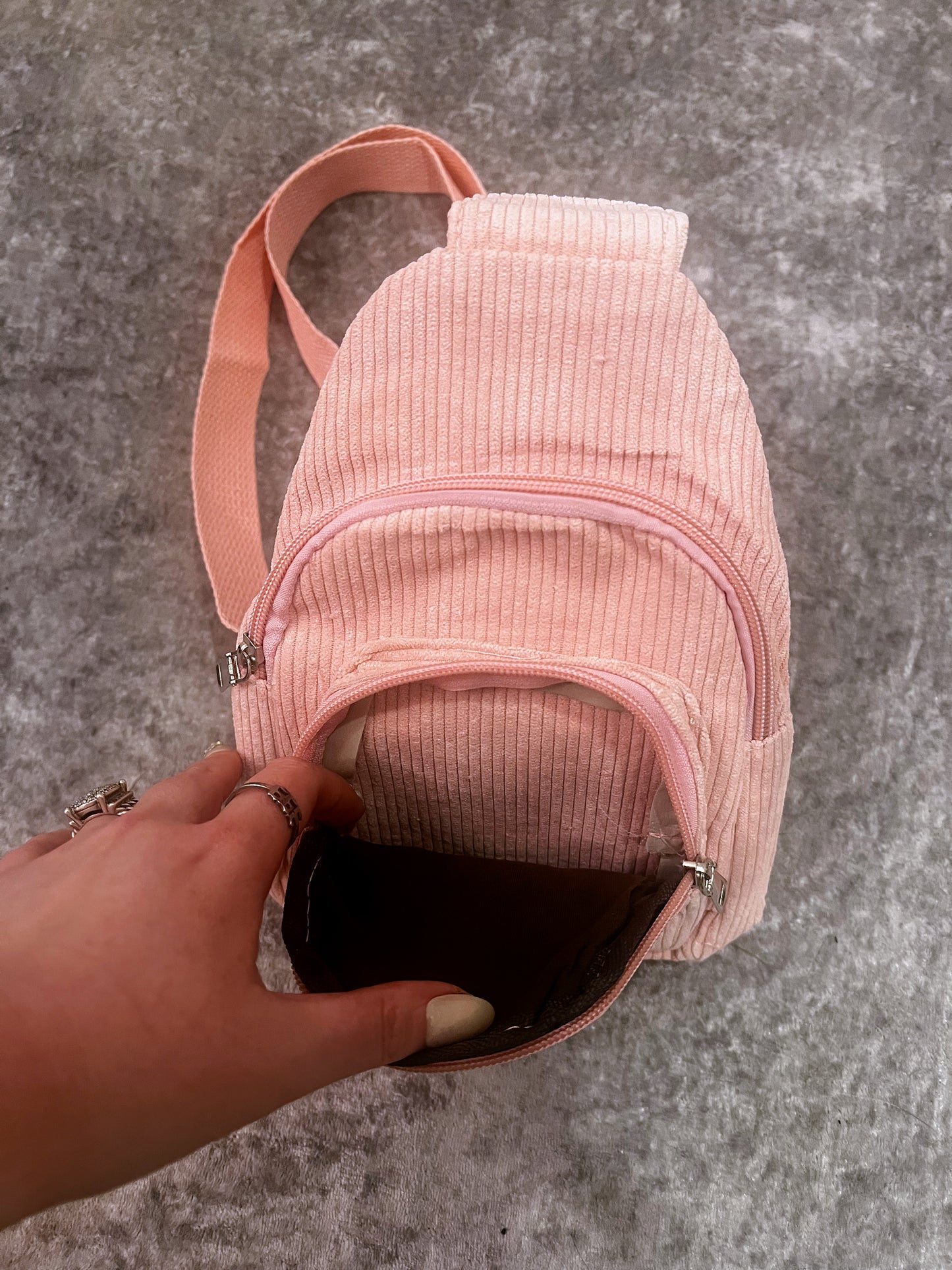 Pink Corduroy Santa Sequin Bum Bag