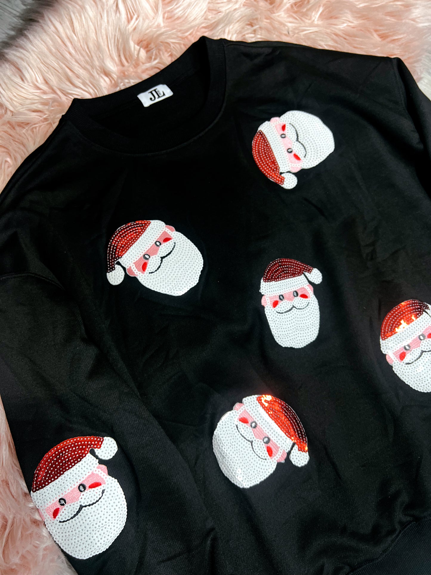 S-2X J. Lee Sequin Santa Sweatshirt
