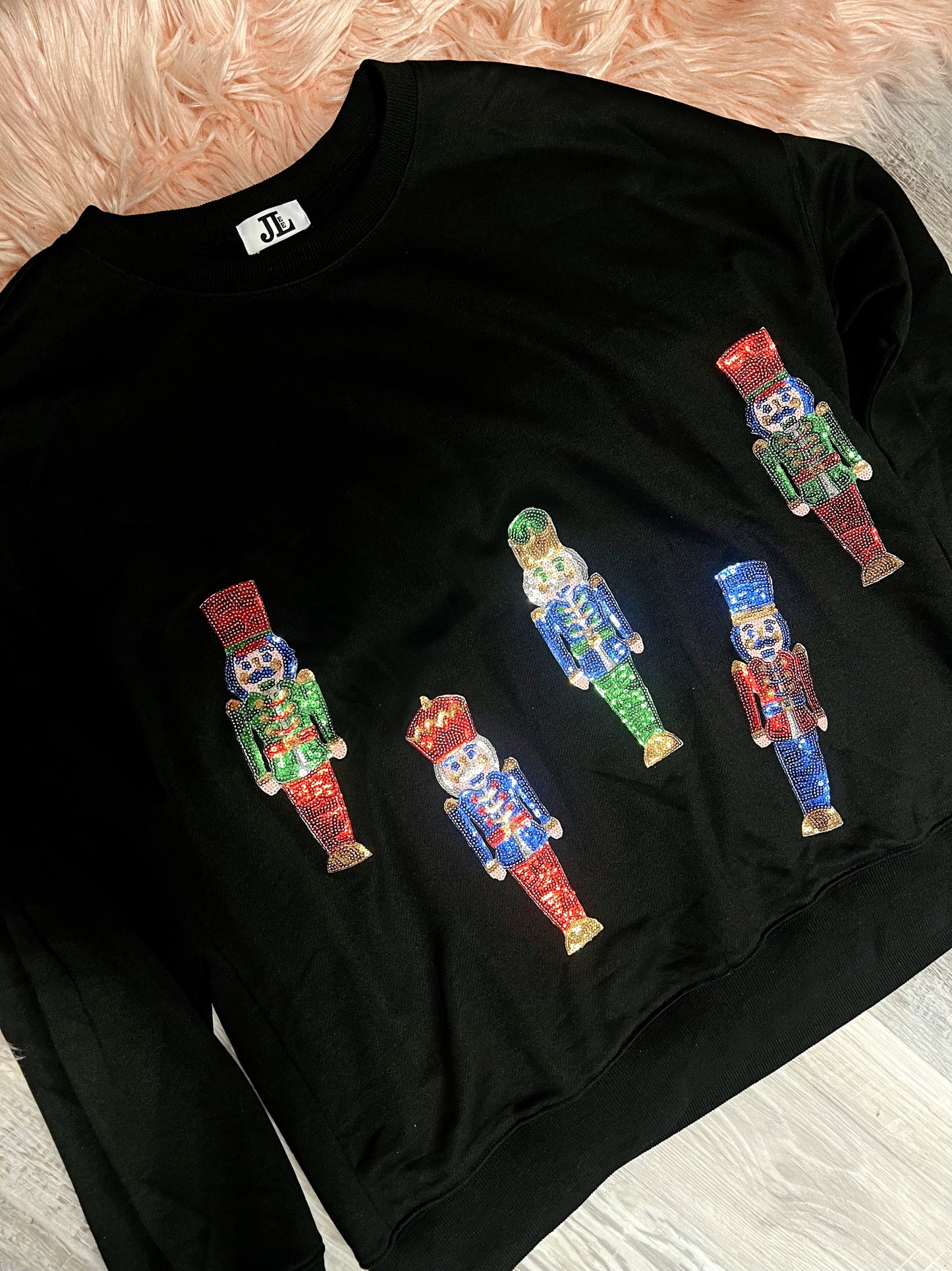 S-2X J. Lee Sequin Nutcracker Sweatshirt