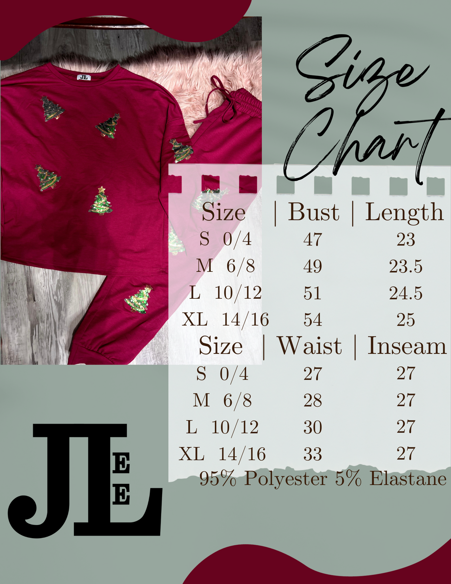 S-XL J. Lee Sequin Tree Pajama Set