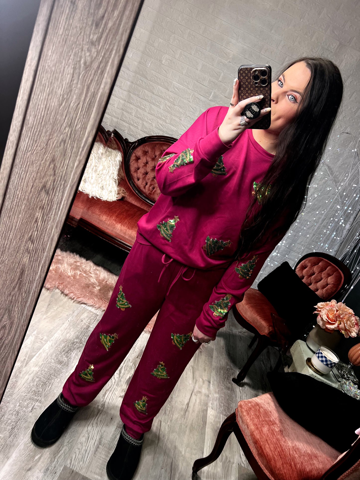 S-XL J. Lee Sequin Tree Pajama Set