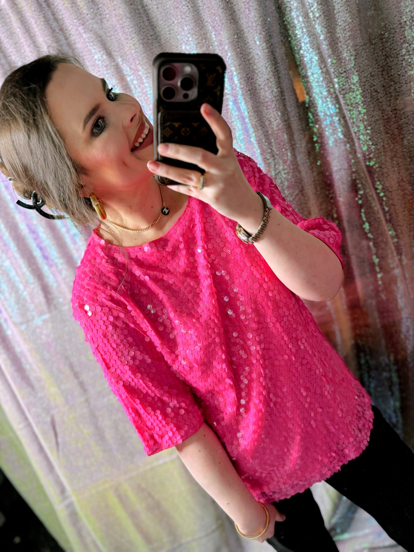 Luxe Pink Sequin Top