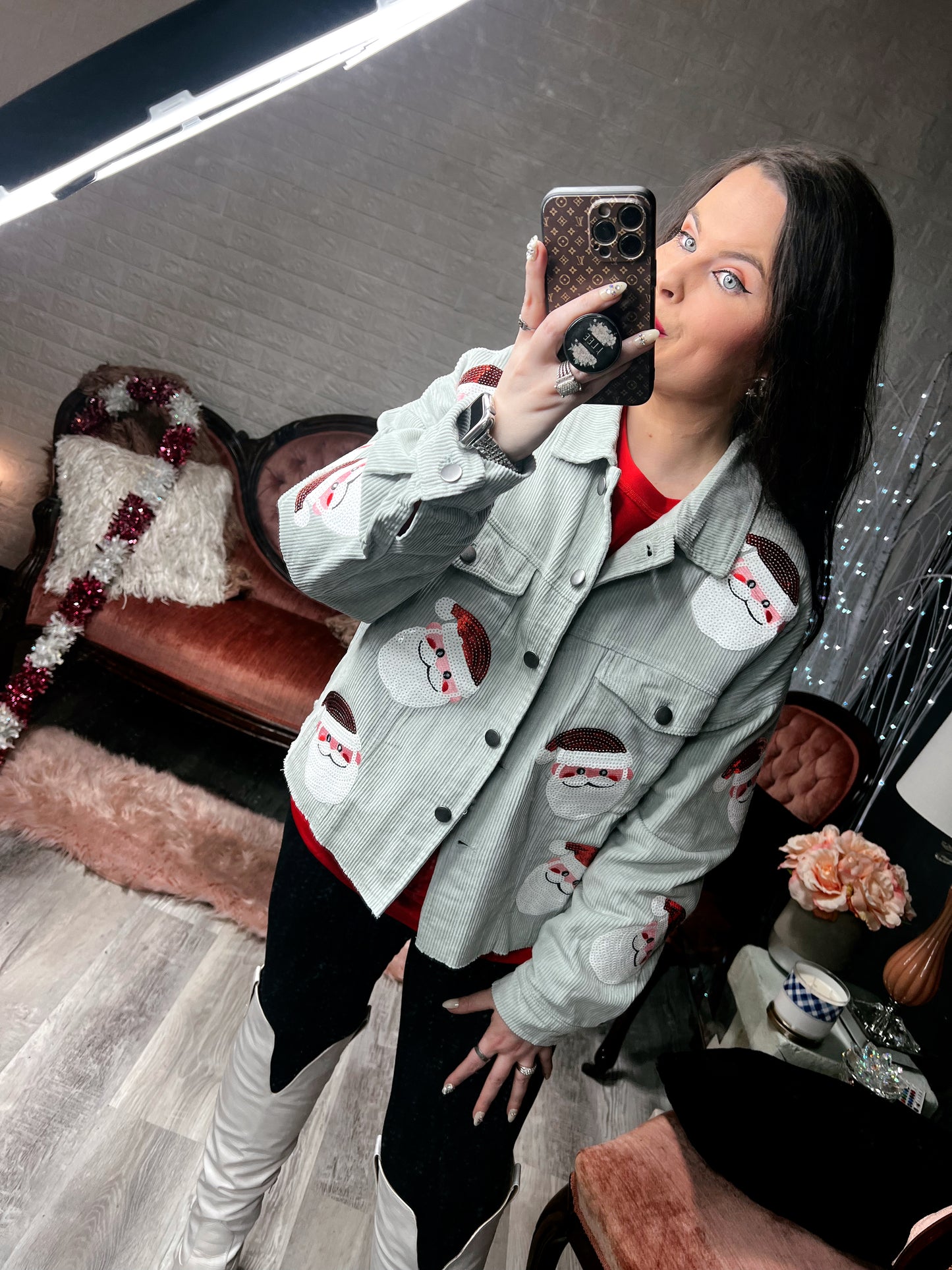 S-2X J. Lee Sequin Santa Shacket