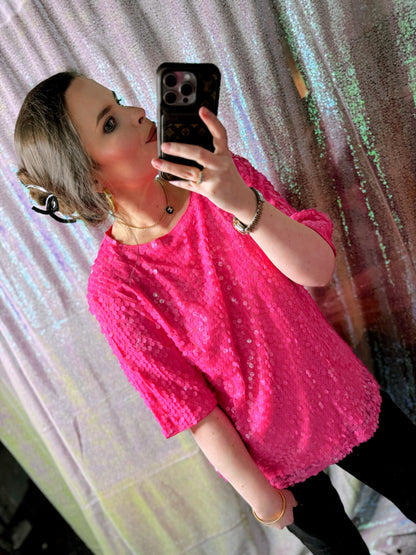 Luxe Pink Sequin Top