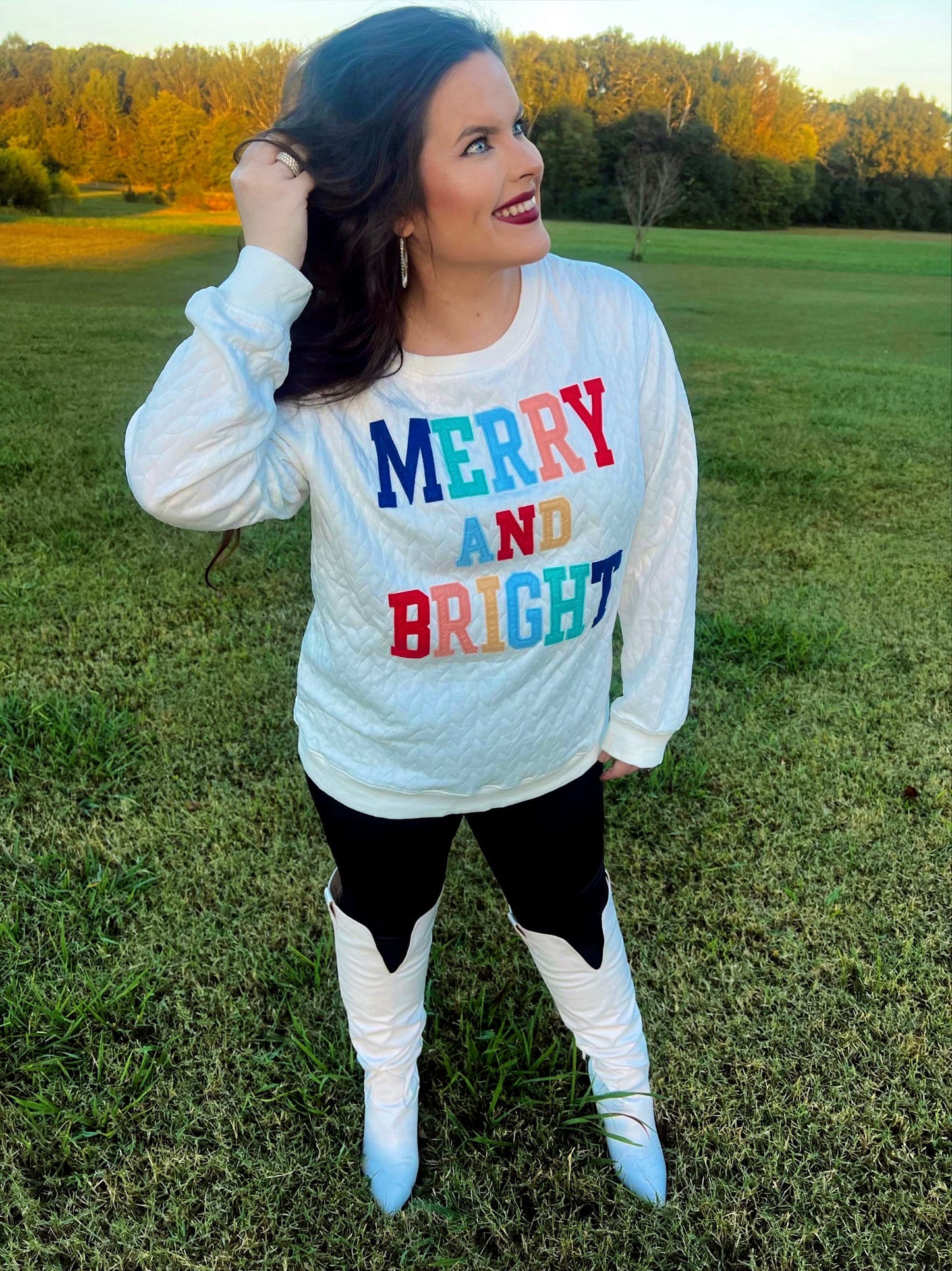 S-3X Merry & Bright Cable Sweatshirt