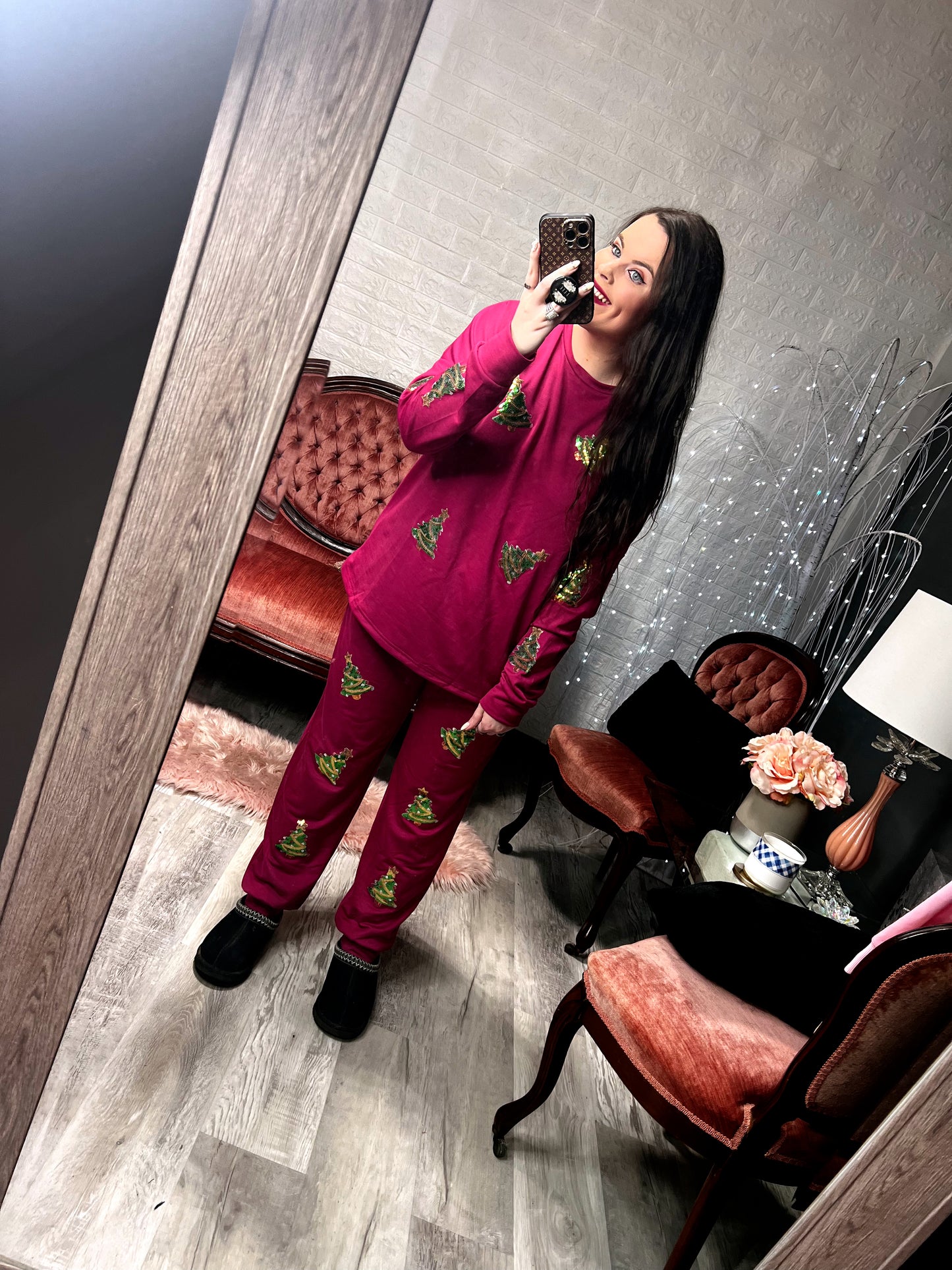 S-XL J. Lee Sequin Tree Pajama Set