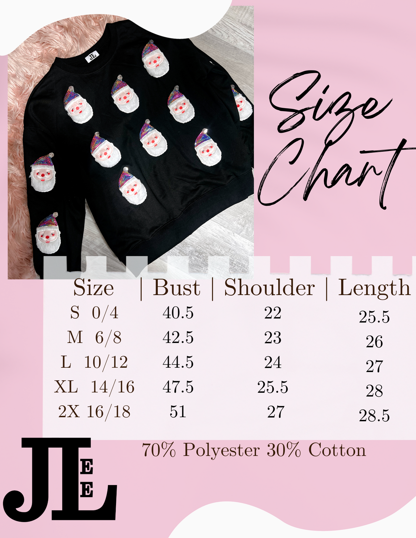S-2X J. Lee Multicolor Sequin Santa Sweatshirt