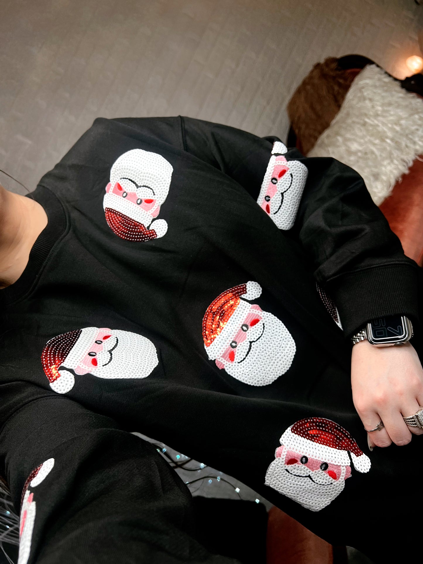 S-2X J. Lee Sequin Santa Sweatshirt