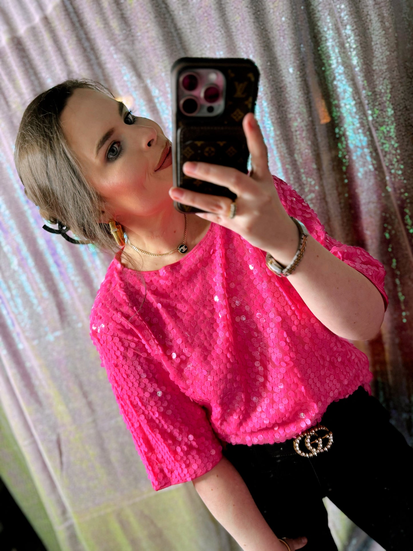 Luxe Pink Sequin Top