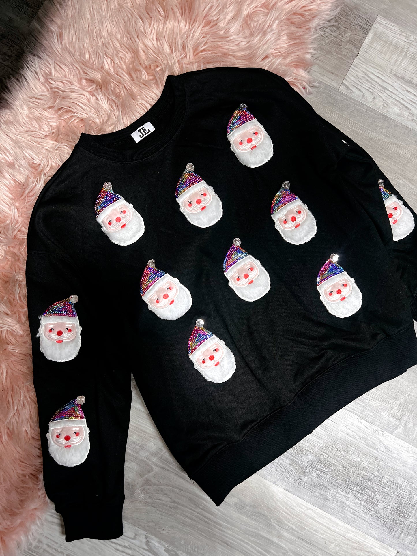 S-2X J. Lee Multicolor Sequin Santa Sweatshirt