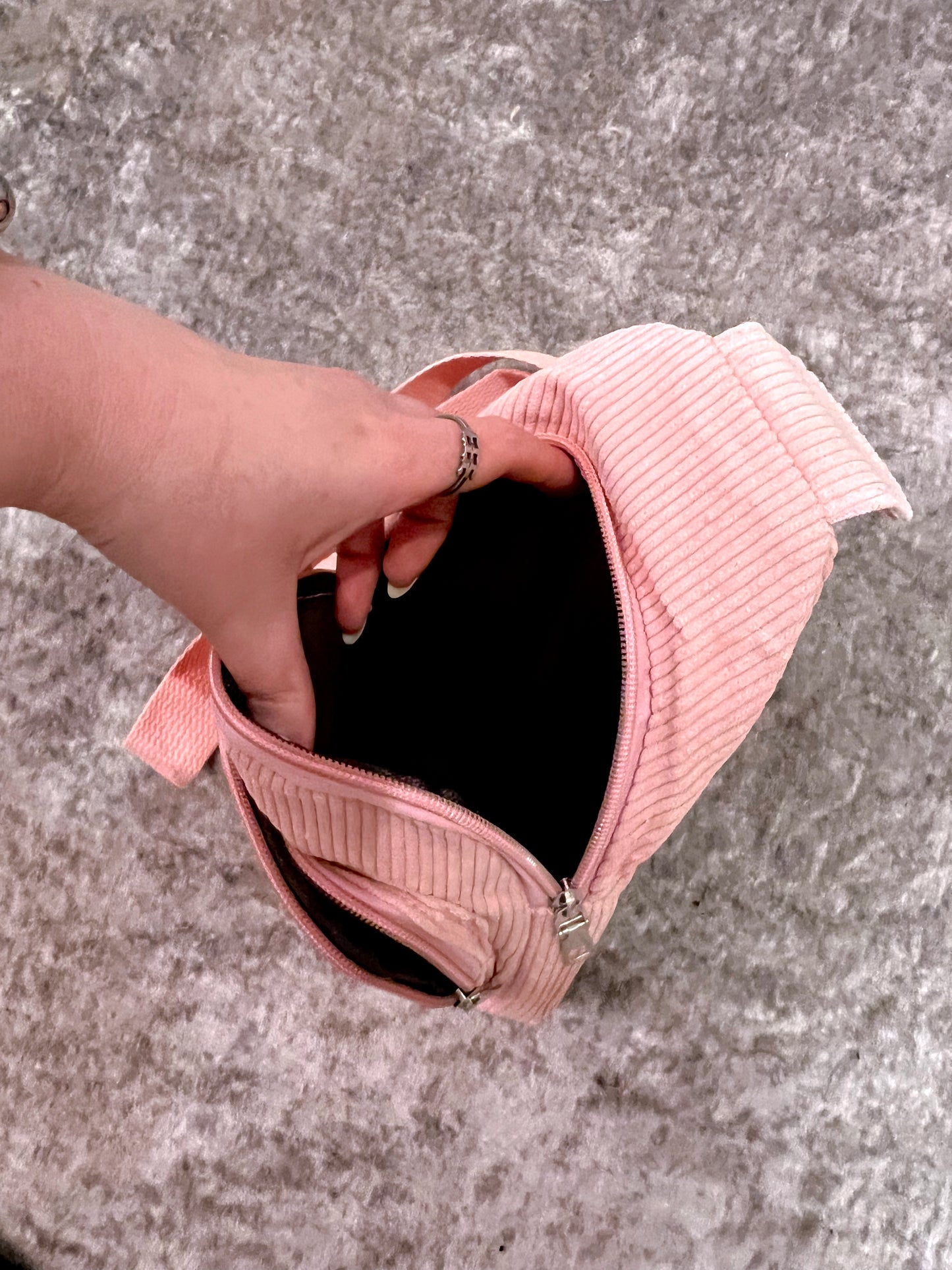 Pink Corduroy Santa Sequin Bum Bag