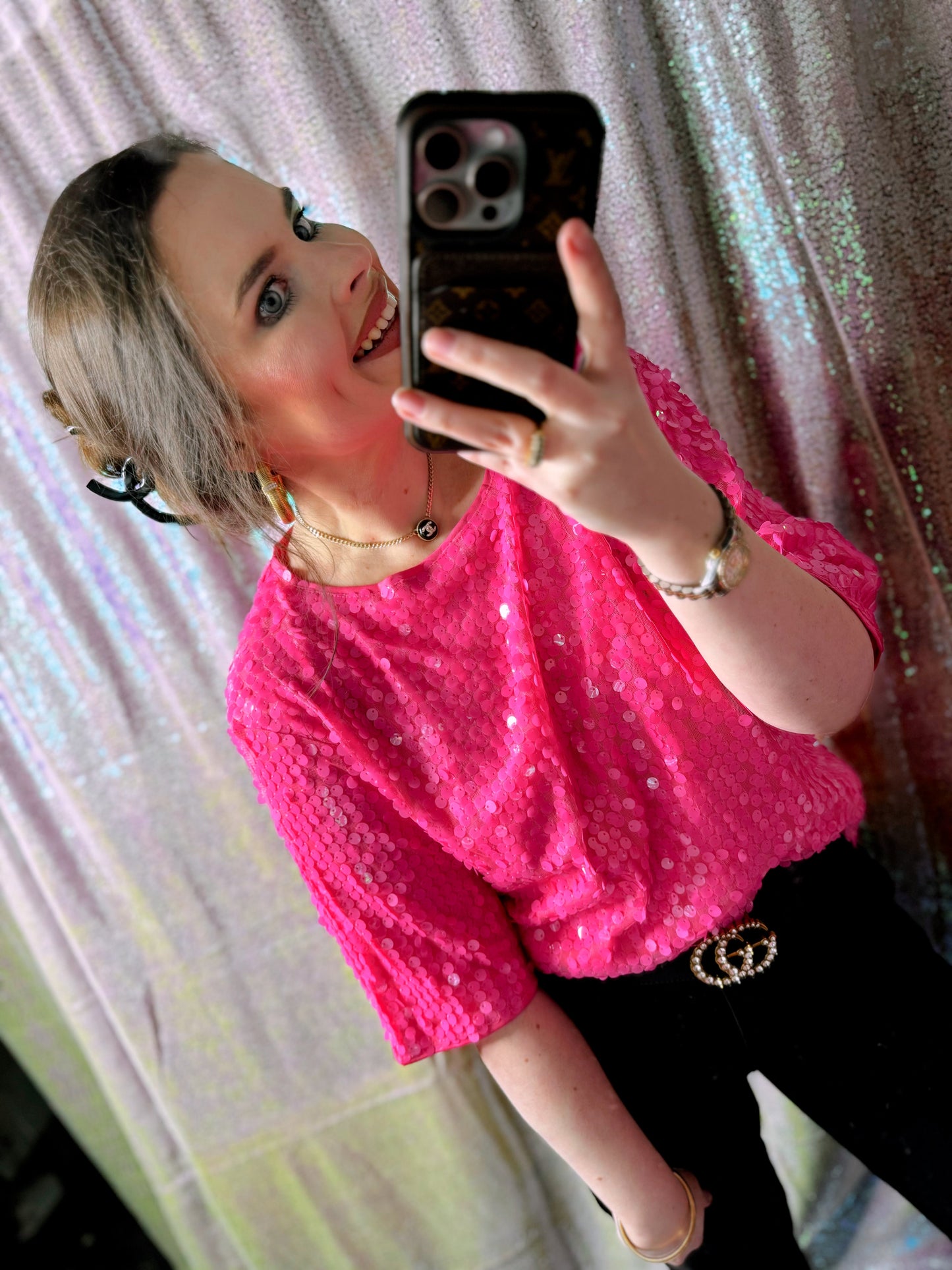 Luxe Pink Sequin Top