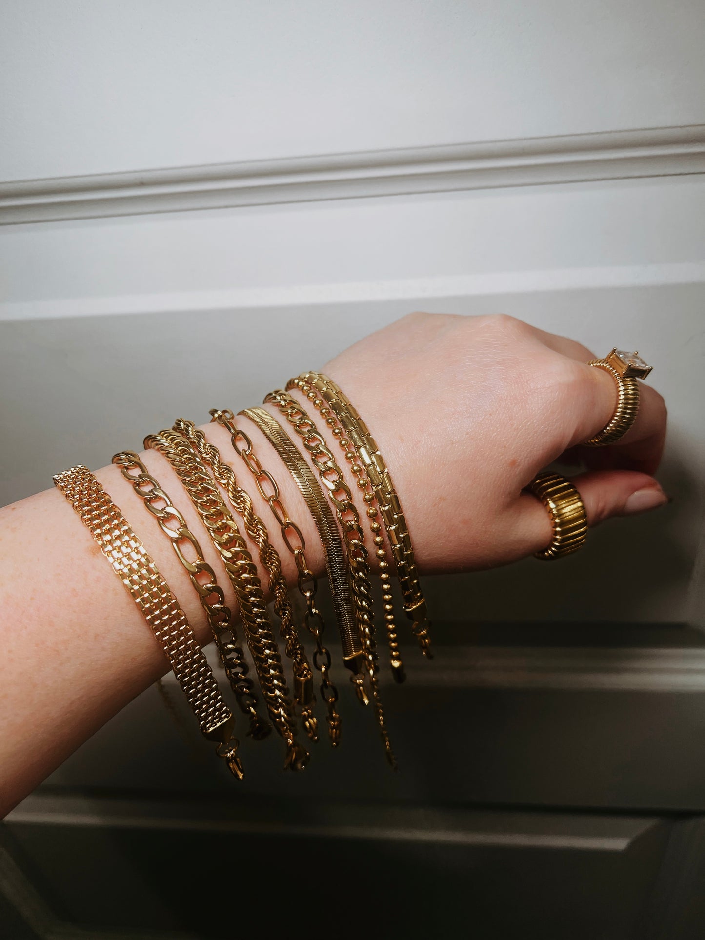 Luxe 18k Gold Plated Stainless Steel Waterproof Bracelet Set