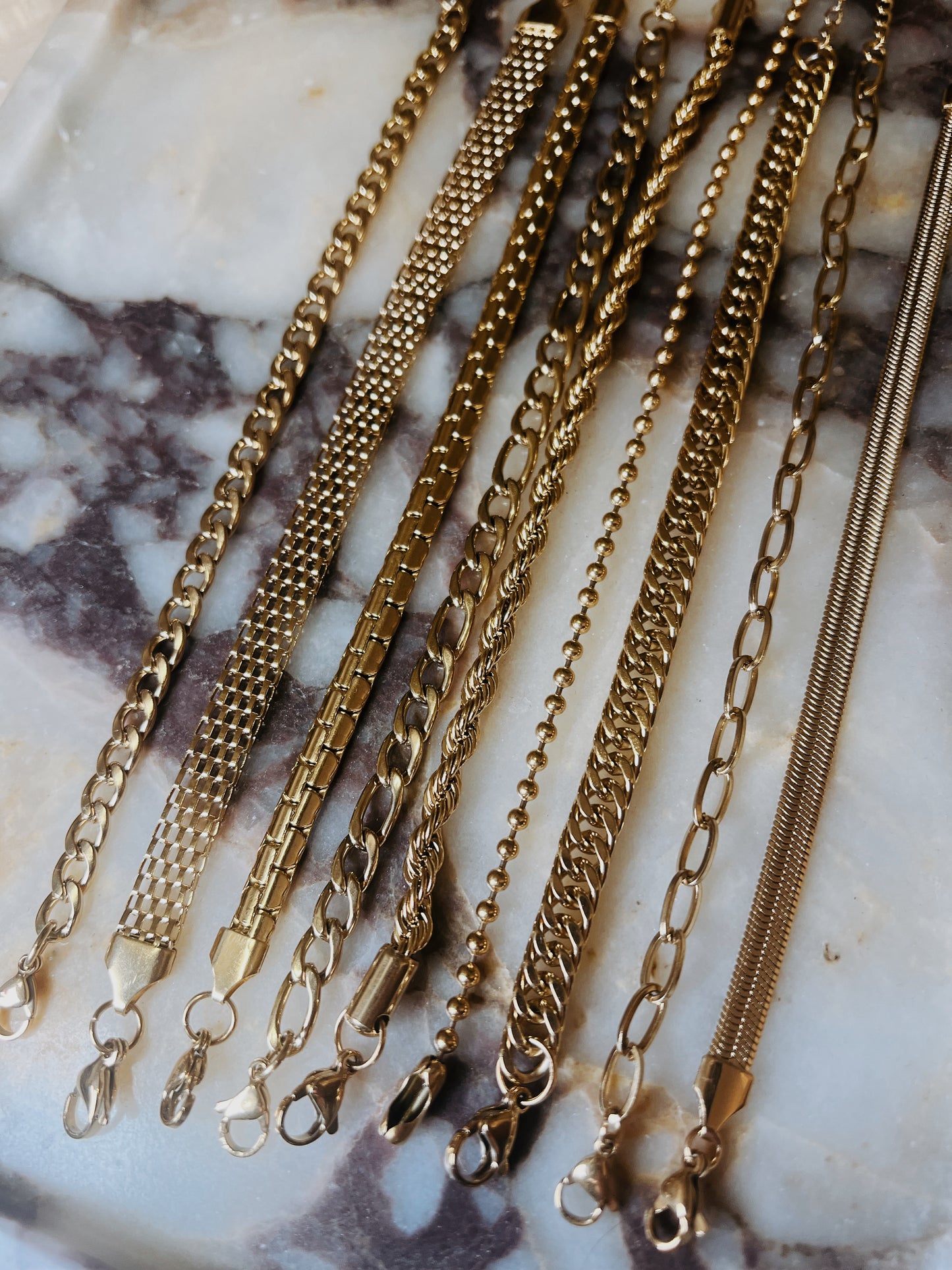 Luxe 18k Gold Plated Stainless Steel Waterproof Bracelet Set