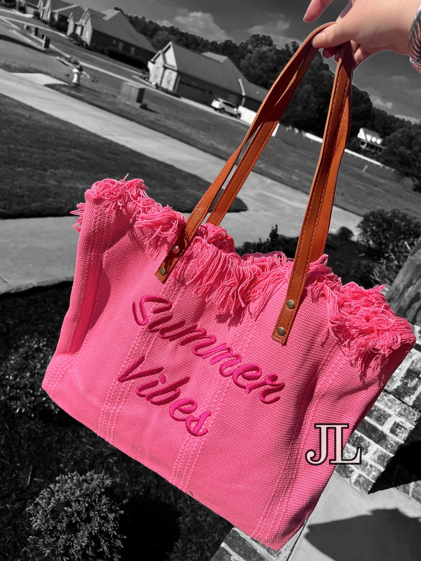 Summer Vibes Woven Embroidered Totes