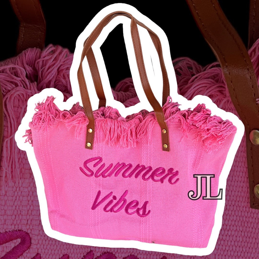 Summer Vibes Woven Embroidered Totes