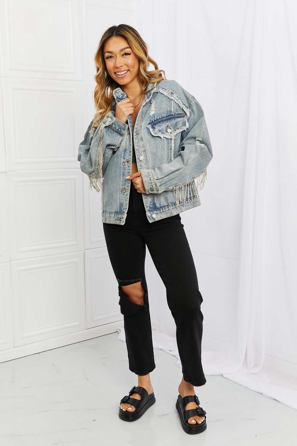 POL Bling Fringe Jacket