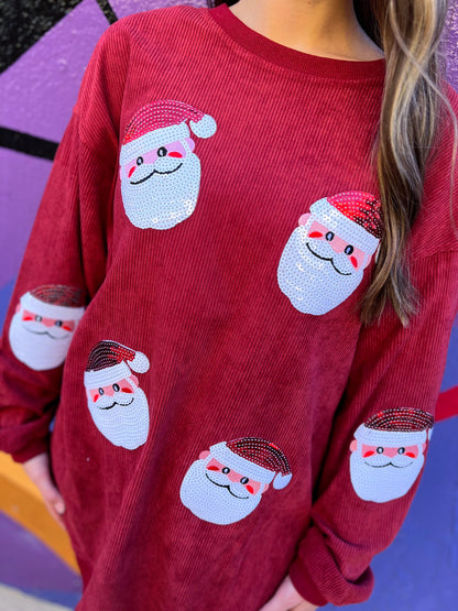 RTS Sequin Santa Corded Crew