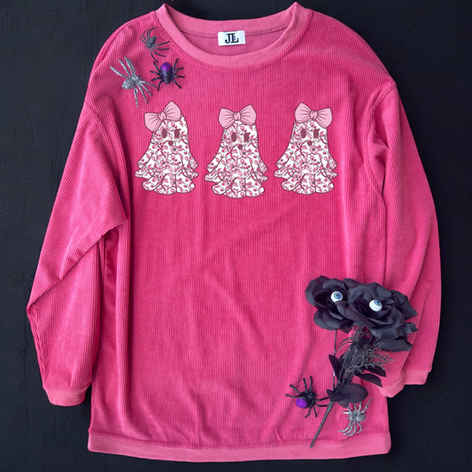 Pink/Pink Floral Ghost Corded Crew