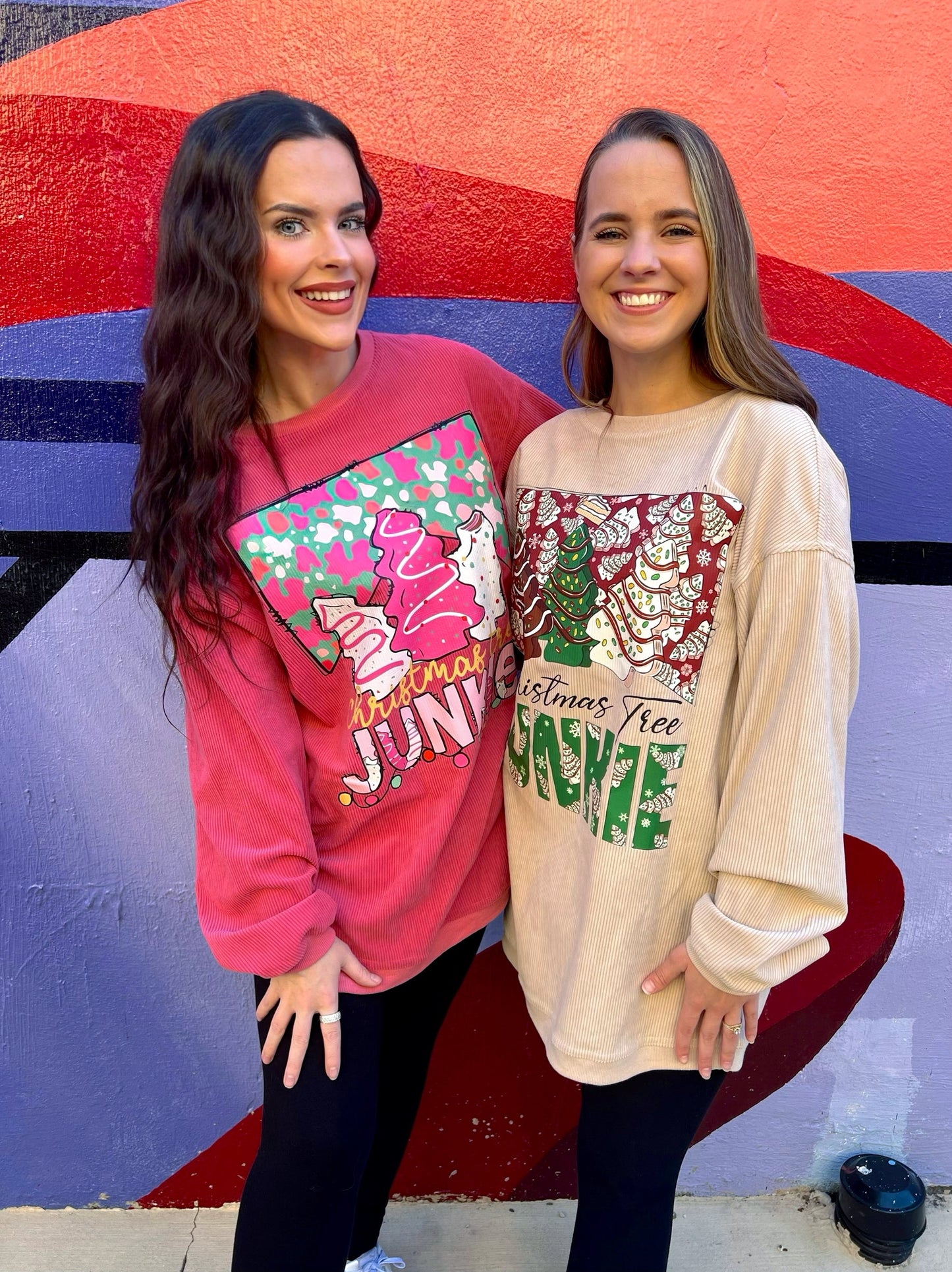 Pink Christmas Tree Junkie Corded Crew