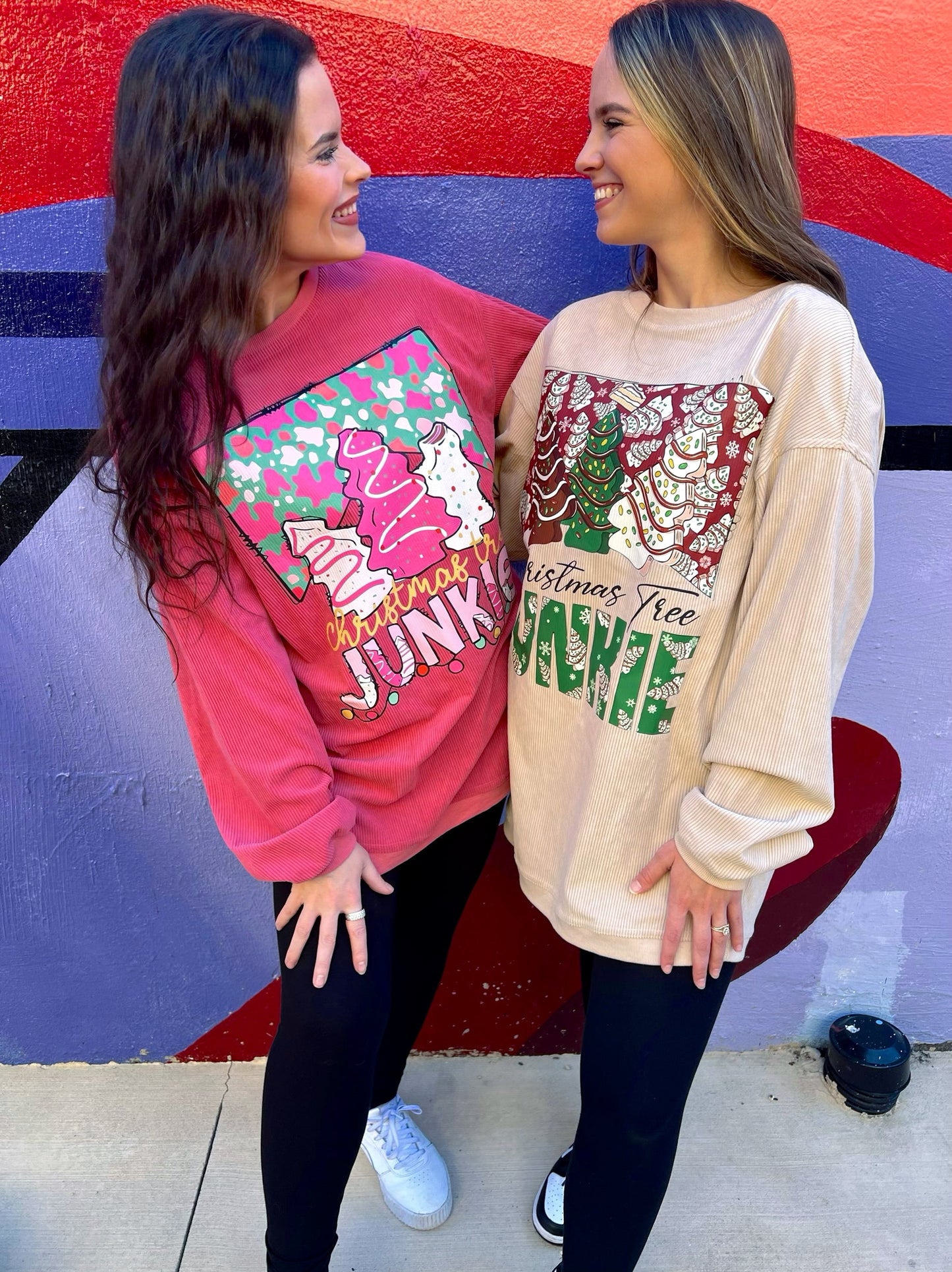 Pink Christmas Tree Junkie Corded Crew