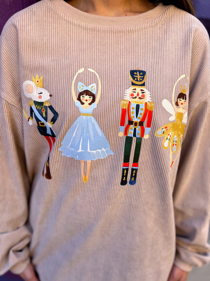 RTS Beige Nutcracker Ballerina Corded Crew