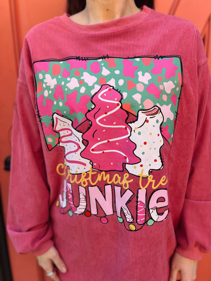 Pink Christmas Tree Junkie Corded Crew