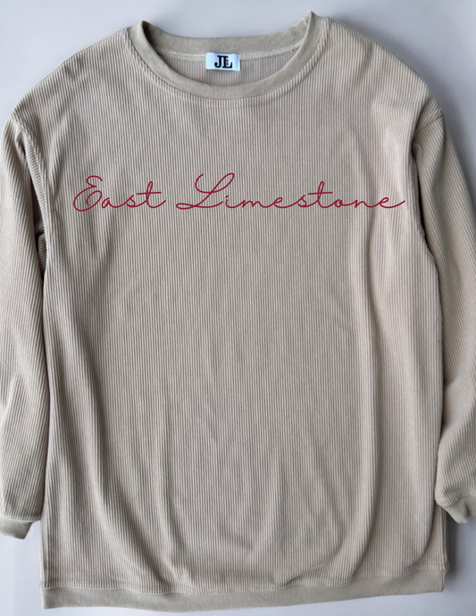 Beige EL Script Corded Crew