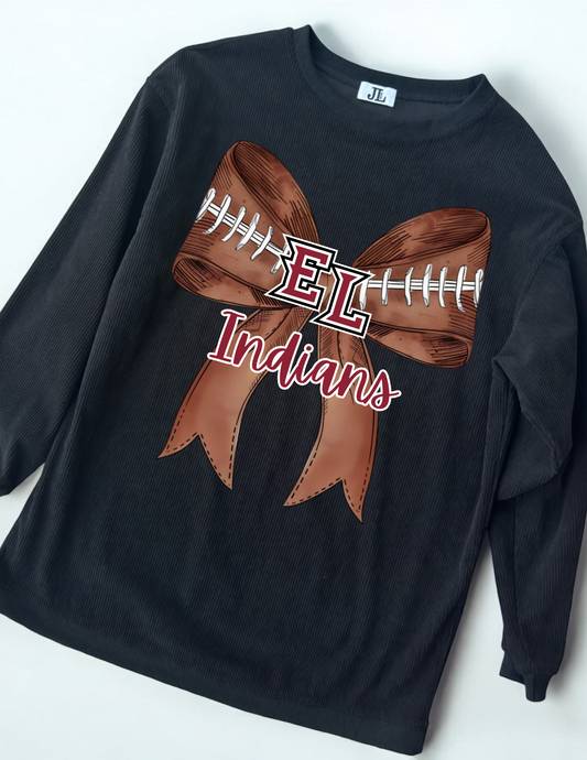 EL Indians Football Bow Corded Crew