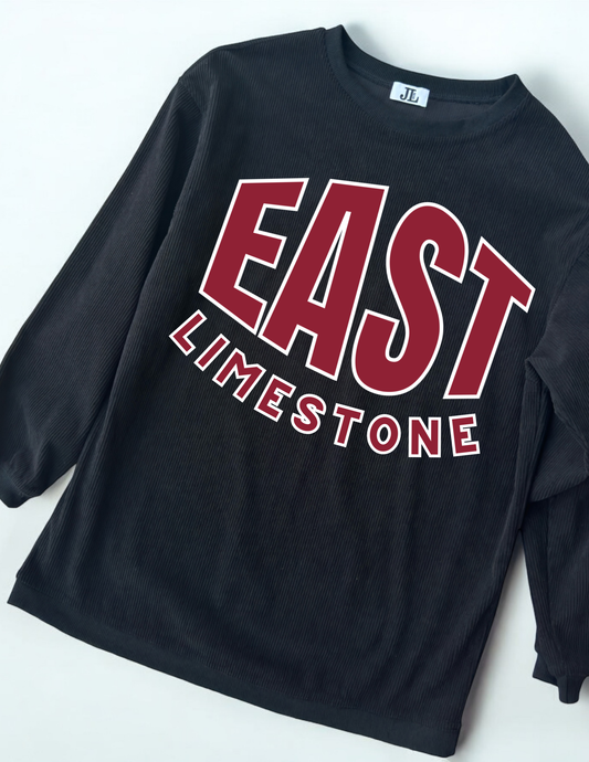 East Limestone Custom Font Corded Crew