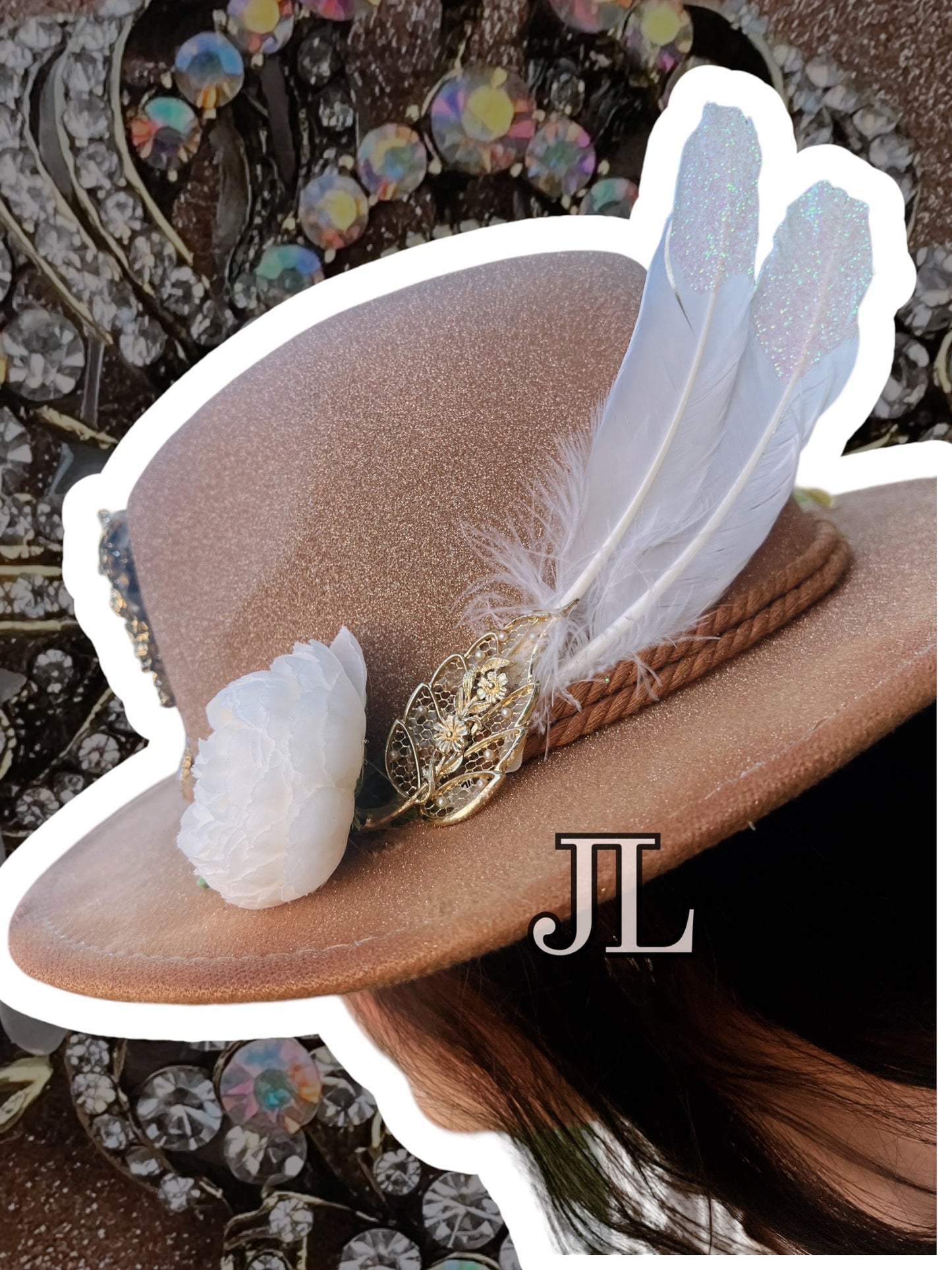 Custom Brown Glitter Rancher Hat