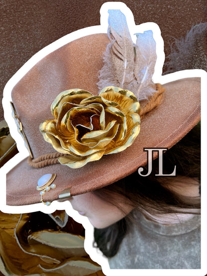 Custom Brown Glitter Rancher Hat