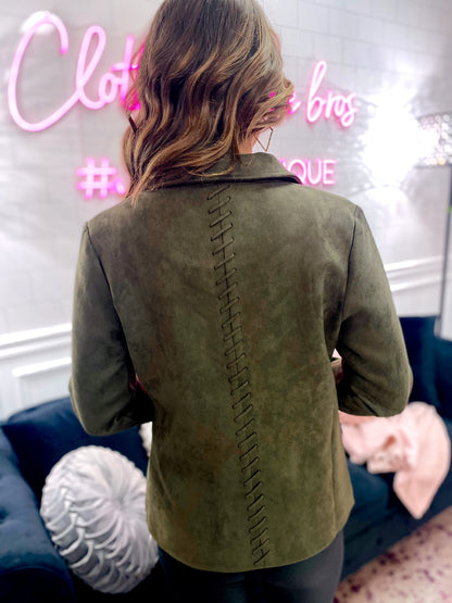 LUXE: SUEDE OLIVE JACKET