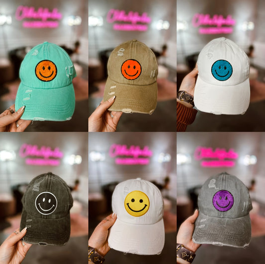 HIGH PONYTAIL SMILEY HATS