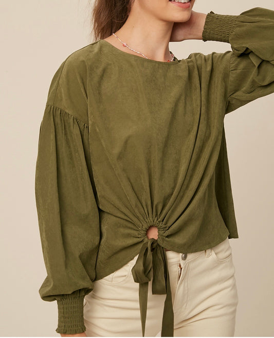 OLIVE TEXTURED O-RING TOP