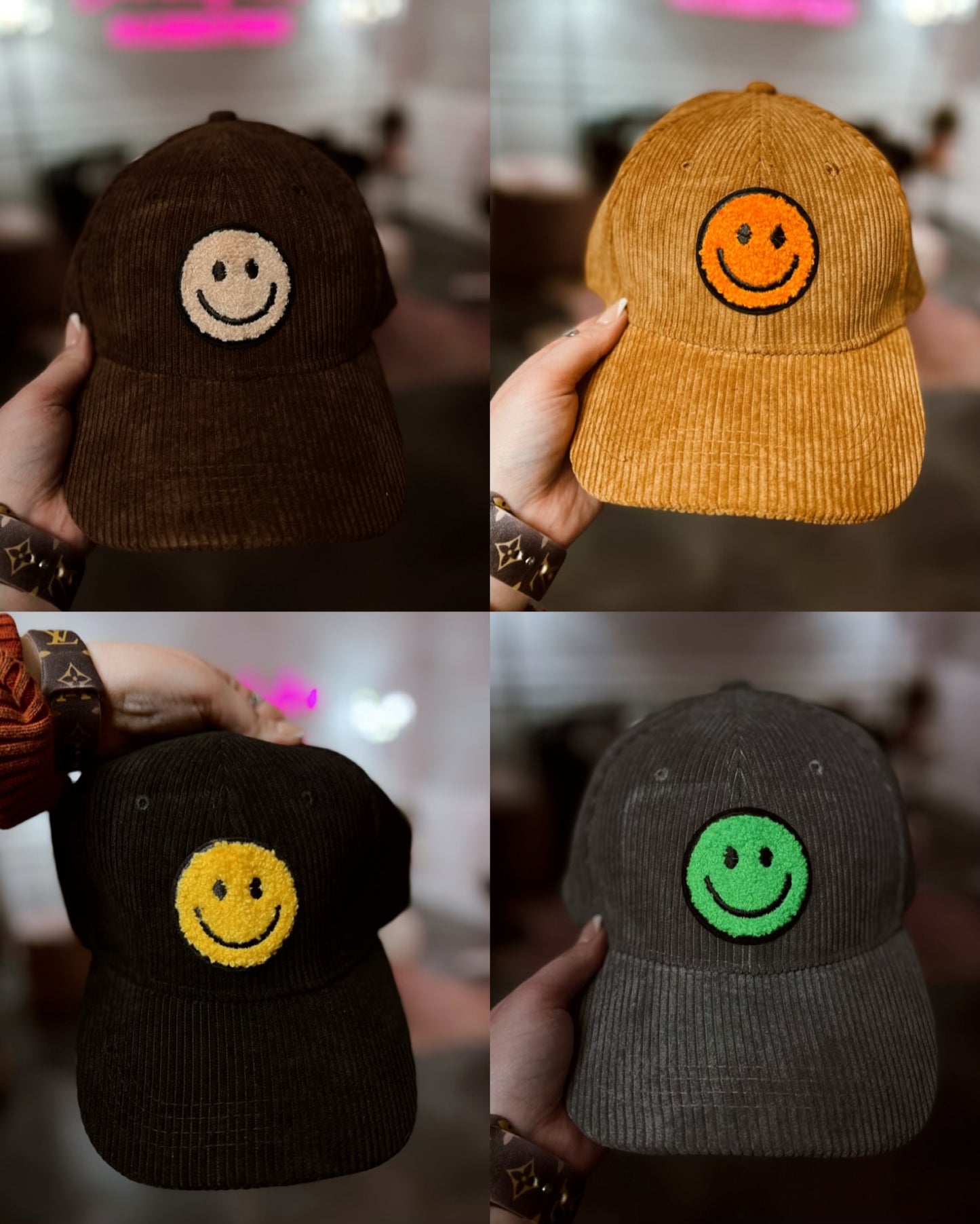 CORDUROY SMILEY HATS